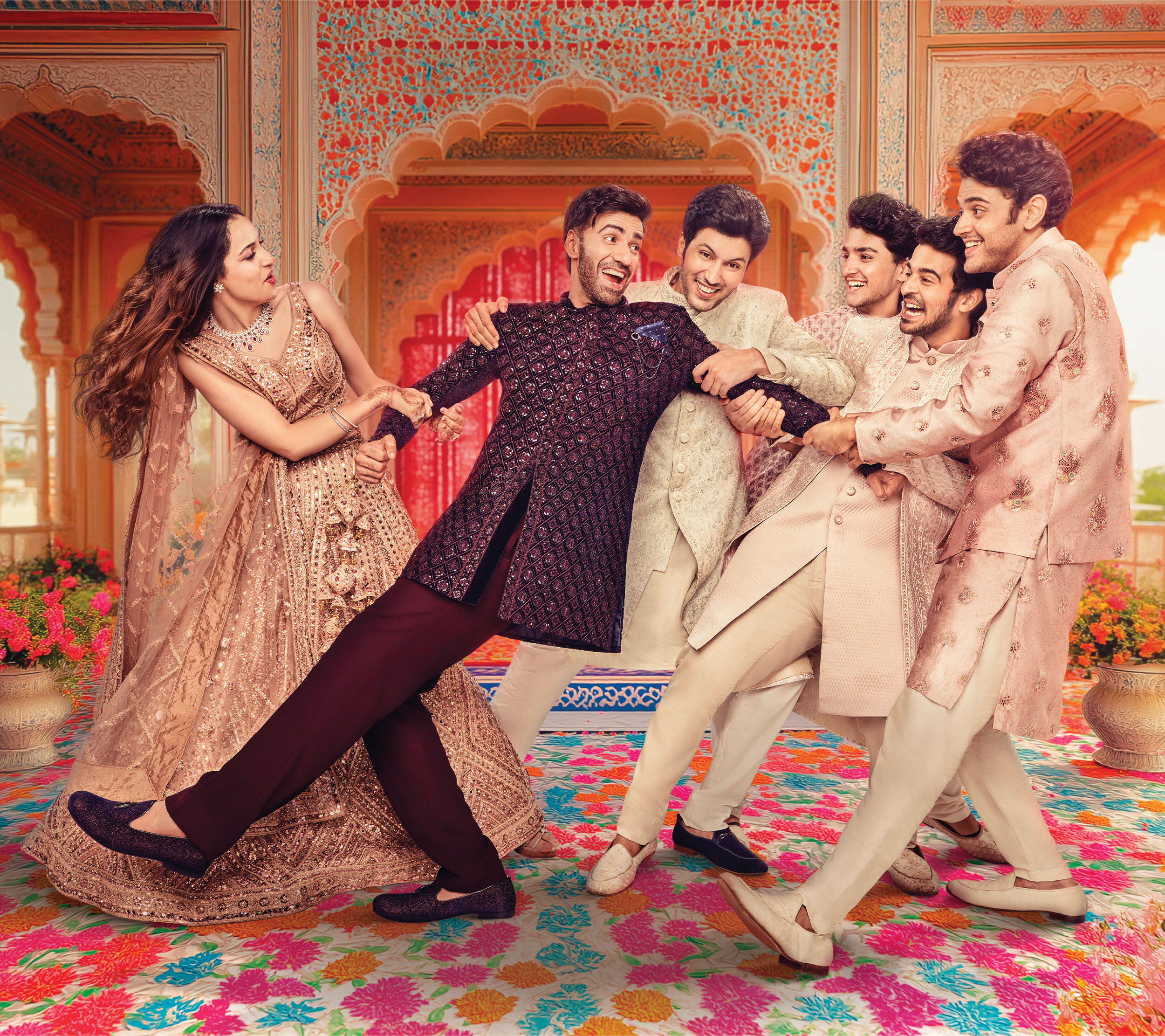 A groom enjoying on his wedding